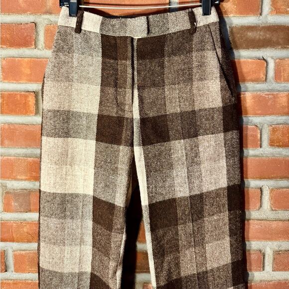 Acne Studios Wool Checkered Trousers Brown and Cream Sz 32 - Picture 3 of 11